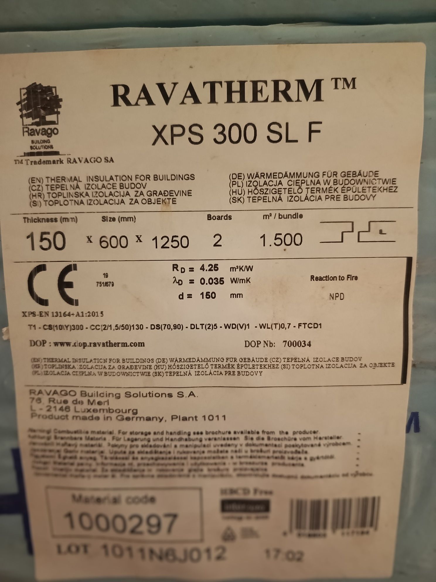 Styropian XPS300 15 cm RAVATHERM SLF 150x600x1250