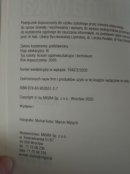 Informatyka klasa 2 szkoły ponadpodstawowej. MiGra zakres podstawowy.