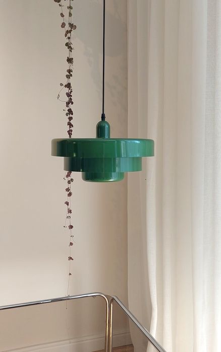 Nowa duża metalowa lampa wisząca butelkowa zielony klosz loft retro