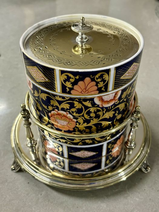 Pojemnik porcelanowy Spode Imari ze stojakiem Evans & Matthews XIX w