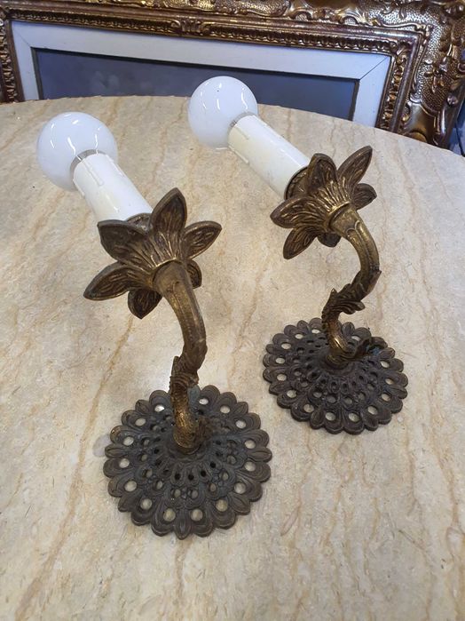 Kinkiety/świeczniki mosiądz (para) 14 cm