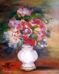 Obraz olejny "Kwiaty w wazonie"