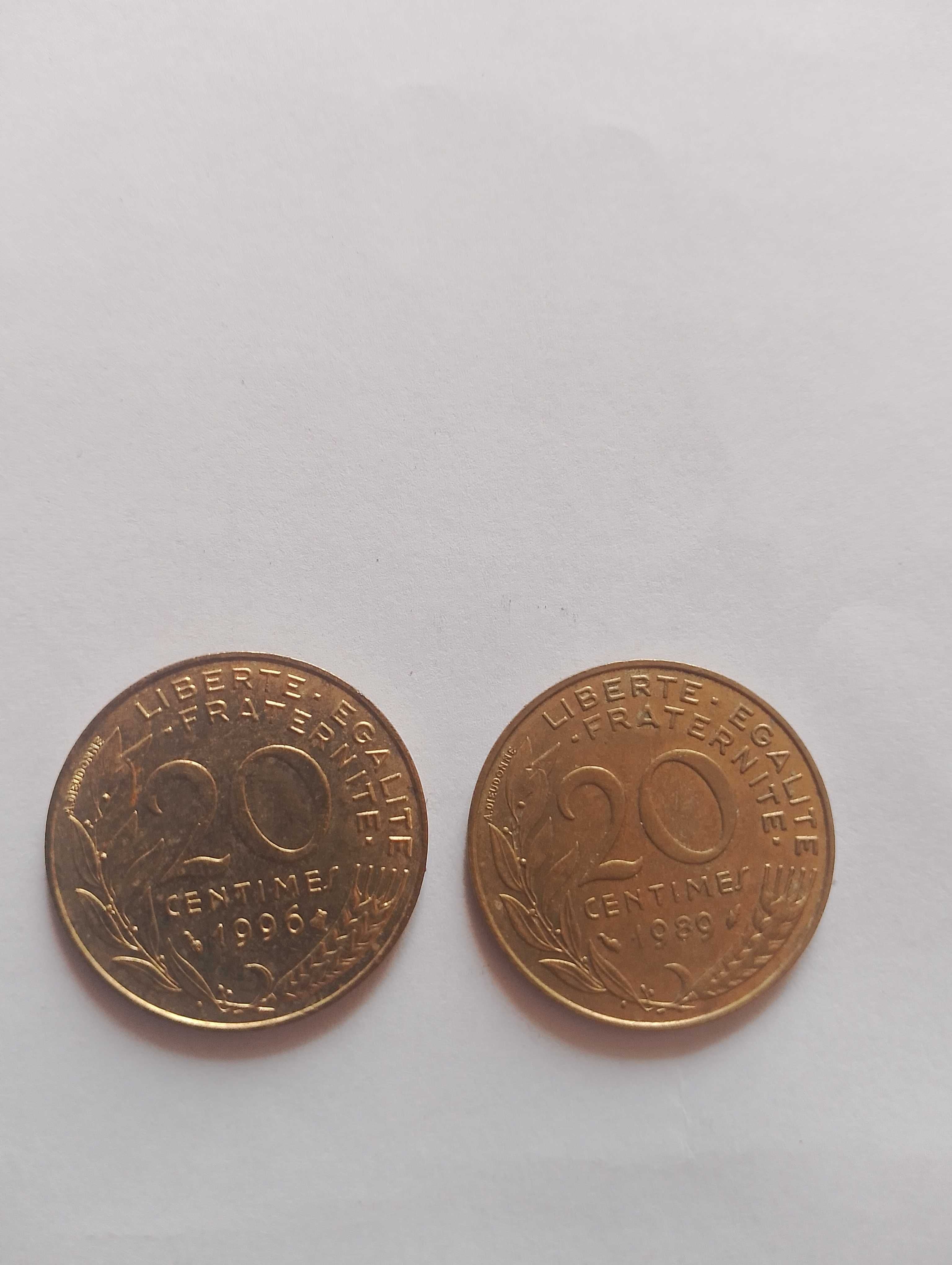 Монети,20 сантимів Німечина, 1996-1989 рік