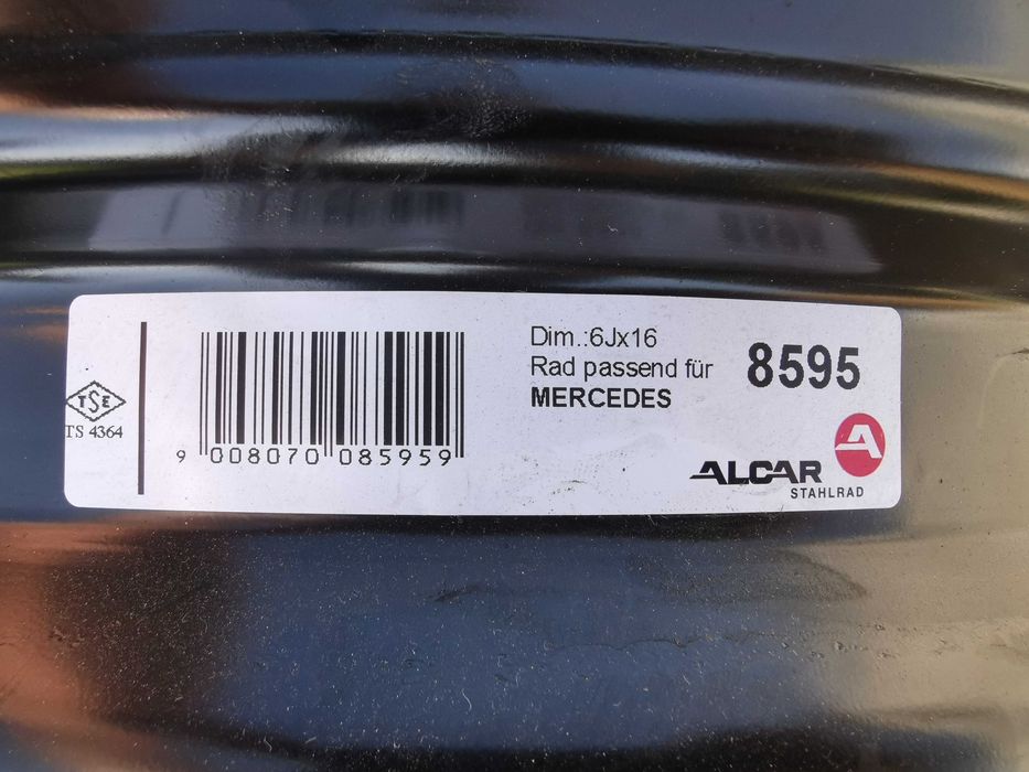 Felga stalowa 6Jx16 Mercedes A Kl W168 W169 B Kl W245 Van ET46 nowa