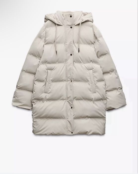 Пуховик Zara молочного кольору
