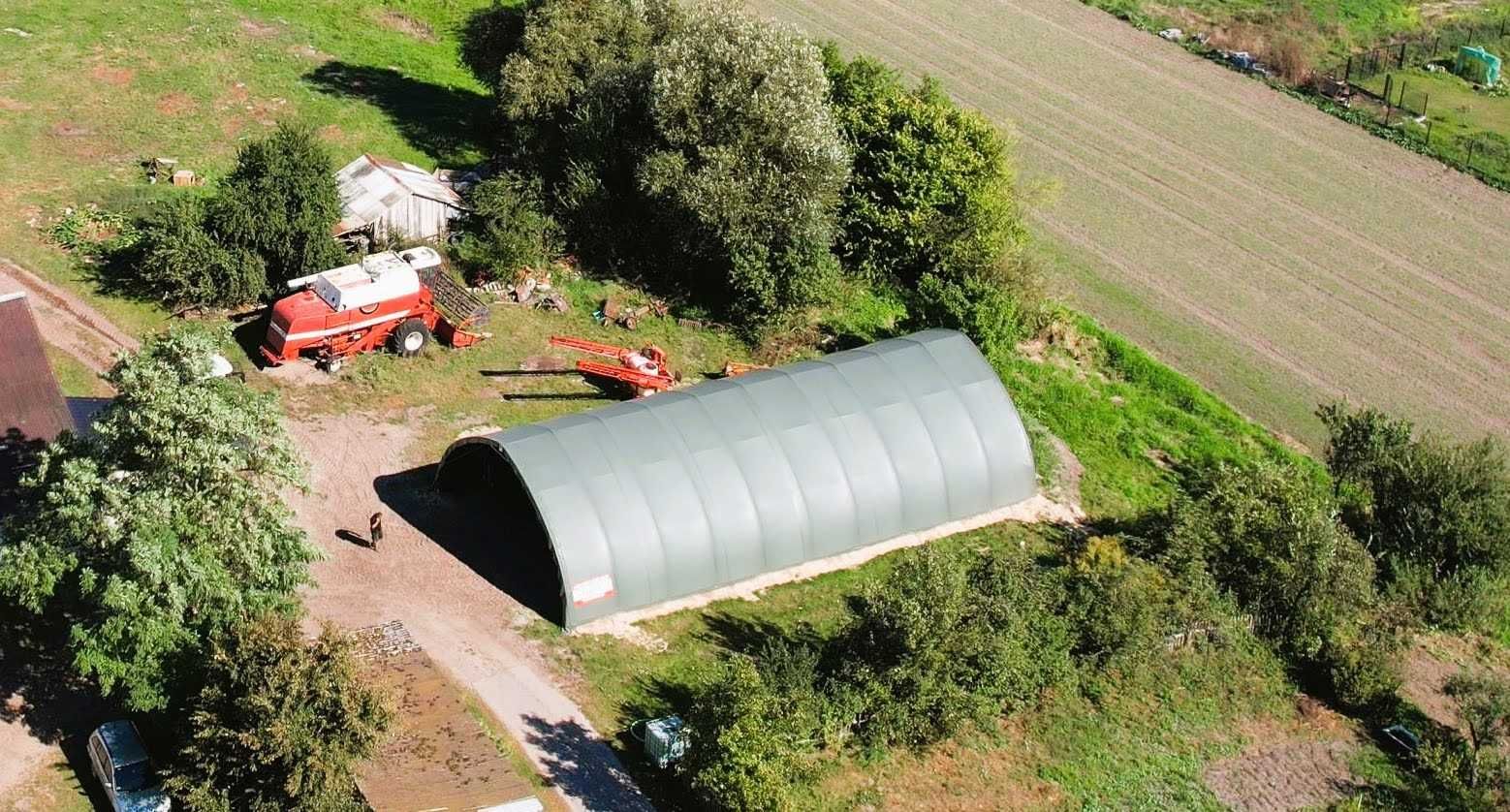 Hala namiotowa łukowa 10x26x5 m magazyn wiata konstrukcja bale bele