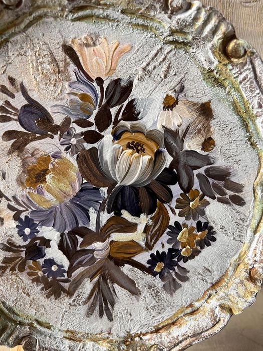 Recznie malowana drewniana talerz taca