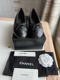 Balerinki Chanel CC pikowana skóra jagnięca roz.38-24.5 cm Wysyłka 24h