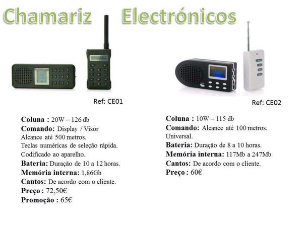 Chamariz electrónico com comando alcance 500 metros