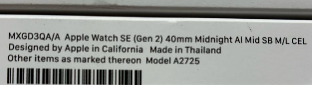 Nowy Apple Watch SE 2 Gen 40mm Cellular