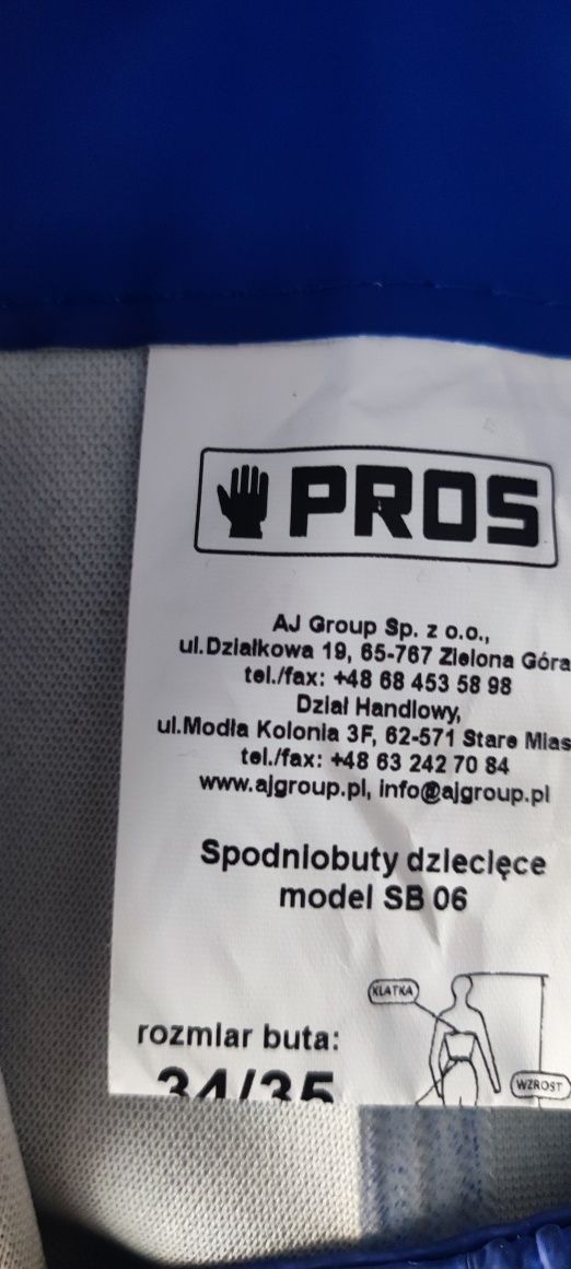 Wodery dziecięce spodnie buty Pros roz. 34-35 Jak nowe.