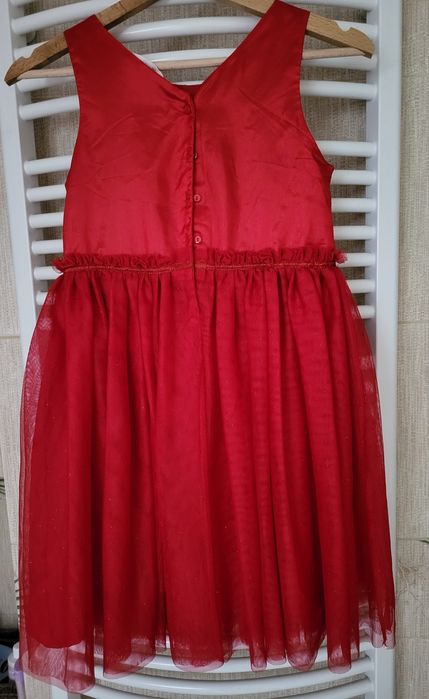 wizytowa, tiulowa, balowa sukienka na szerokich ramiączkach H&M 140