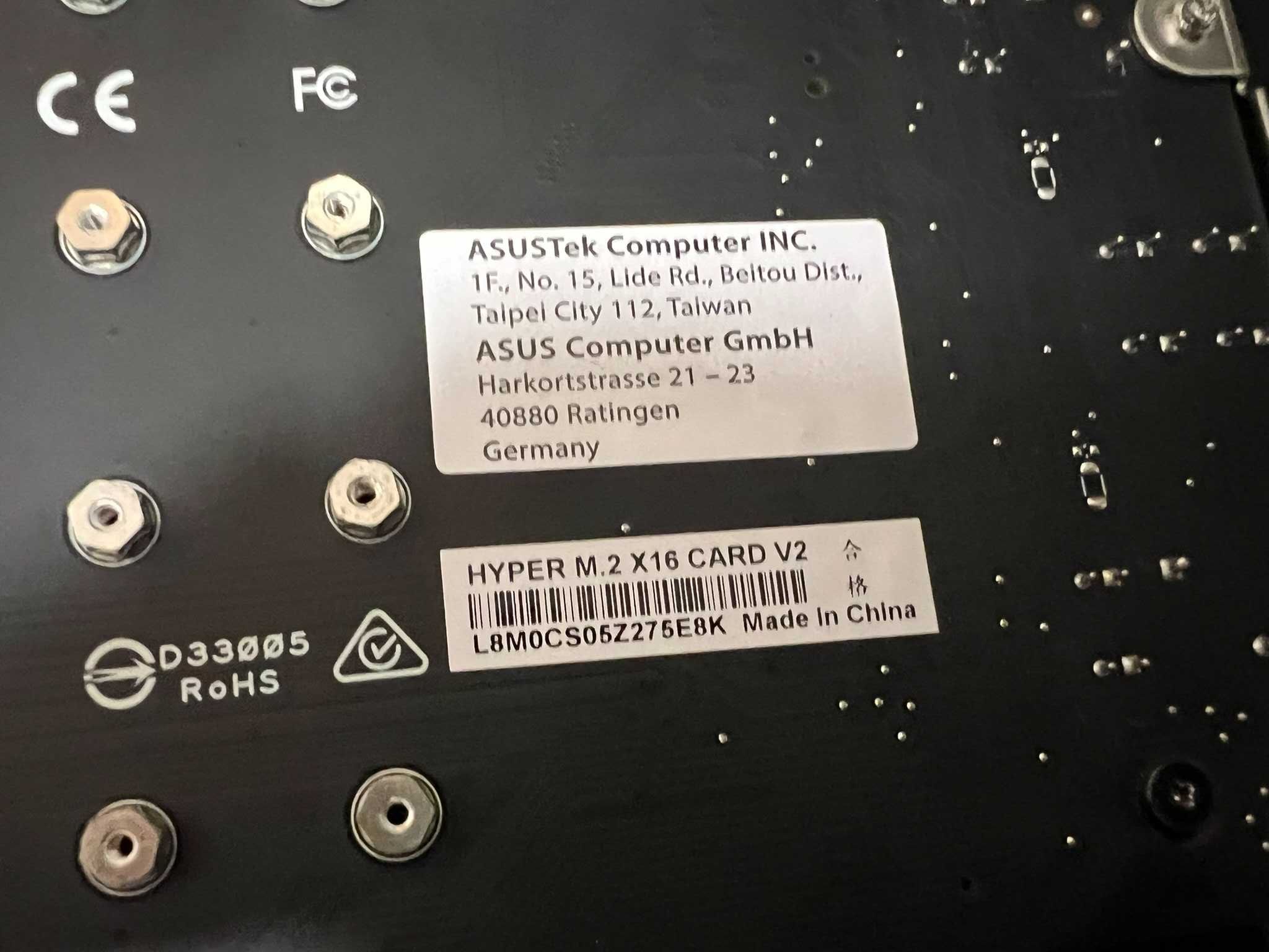 Placa PCI-E ASUS Hyper M.2 PCIE X16 CARD V2 C/Nova