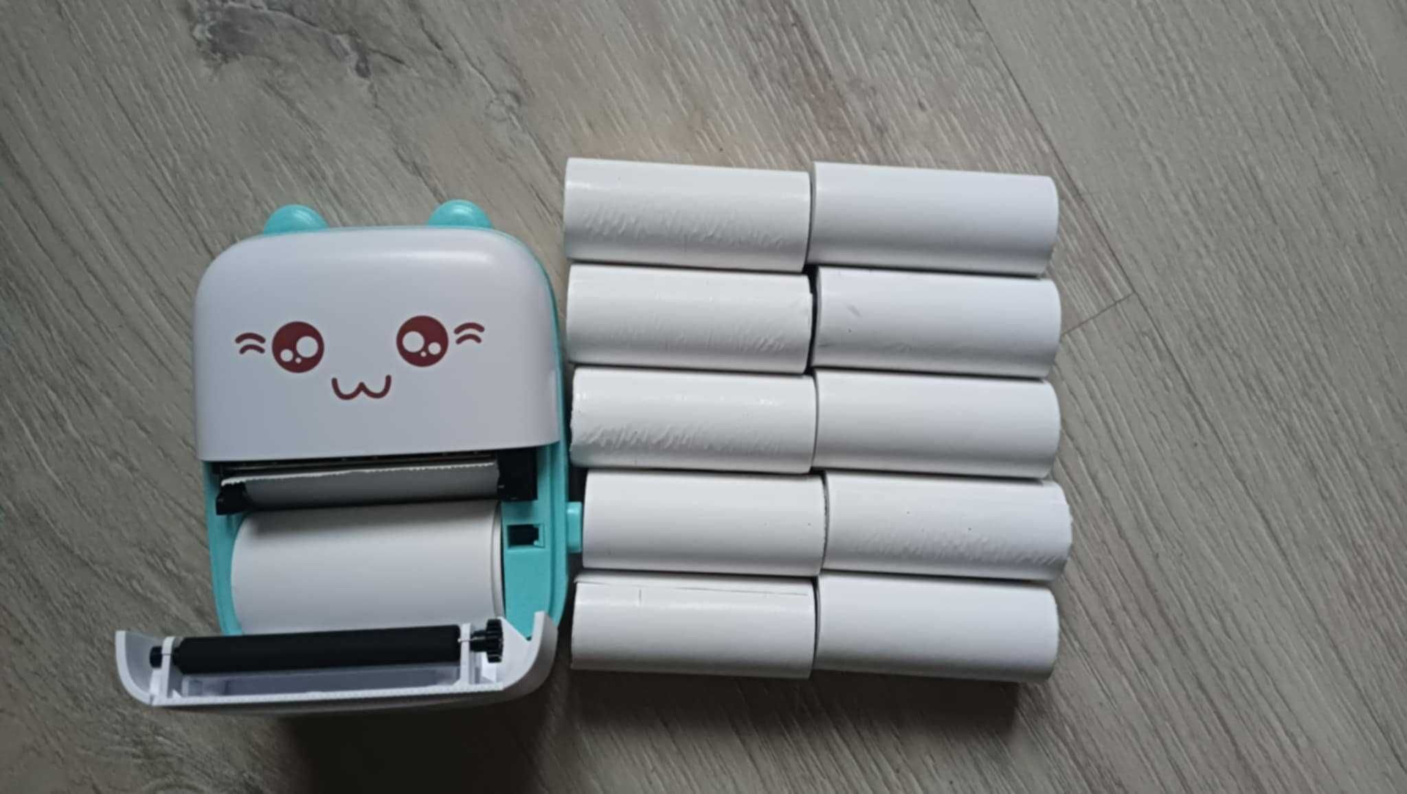 Nowa drukarka mini termiczna printer kotek 10 rolek gratis