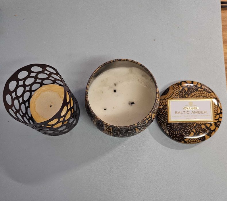 Vela perfumadora e porta velas decorativo