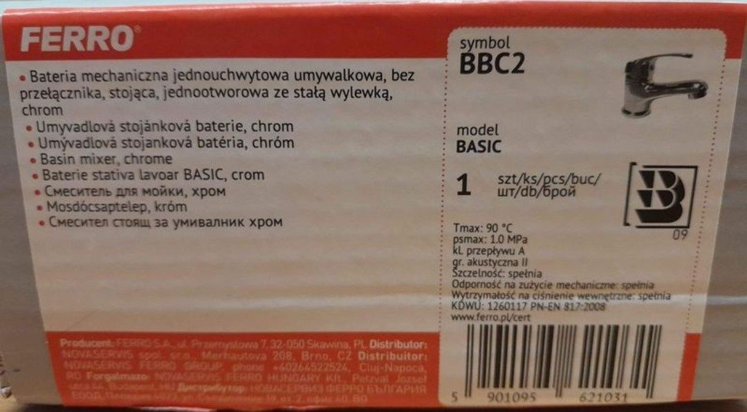 Ferro Basic bateria umywalkowa stojąca chrom BBC2