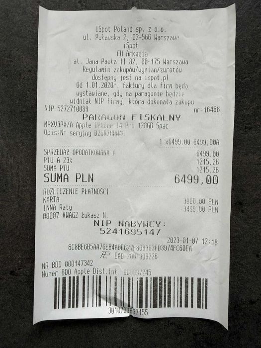 iPhone 14 Pro czarny 128 GB
