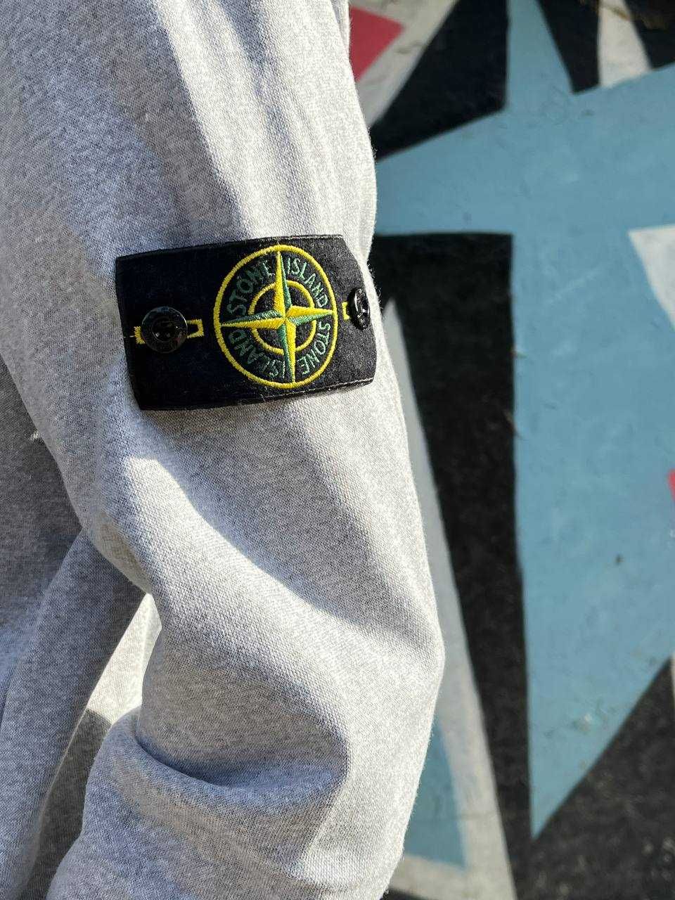 Серое Мужское Худи Стон Айленд • Stone Island Худі кофта