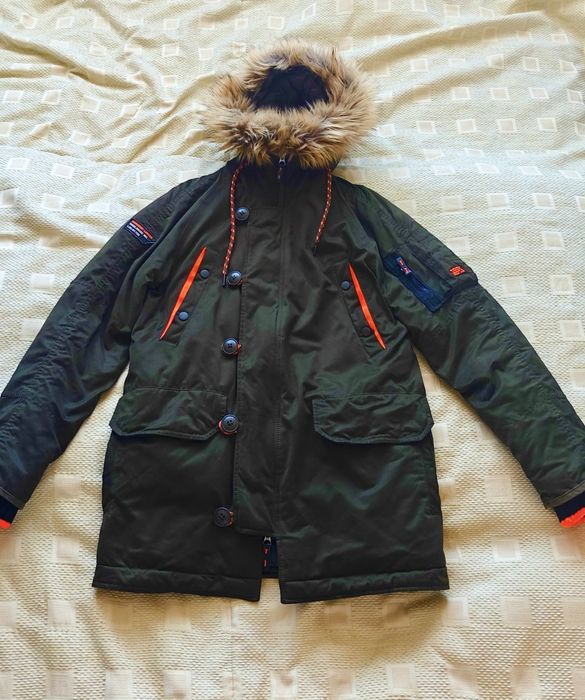 SUPERDRY Kurtka męska zielona khaki kaptur (S)