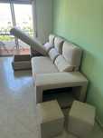 Sofá Chaise longue com cama HOXTON reversível 4 lugares bege