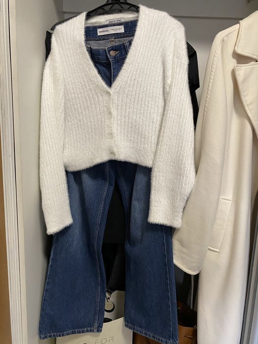 Білий пухнастий кардиган від українського бренду one by one