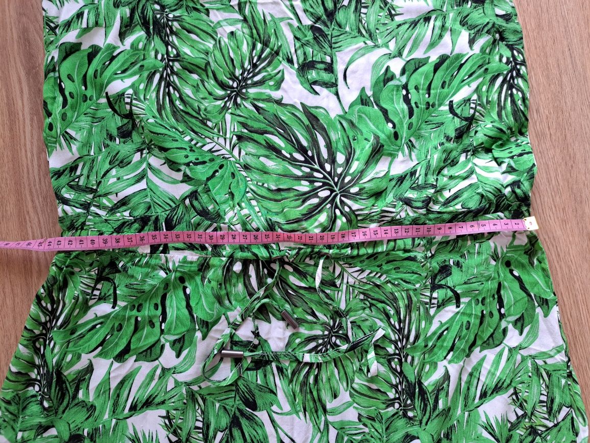 Sukienka lato maxi Top Secret, zielone liście, ramiączka, zwiewna  roz