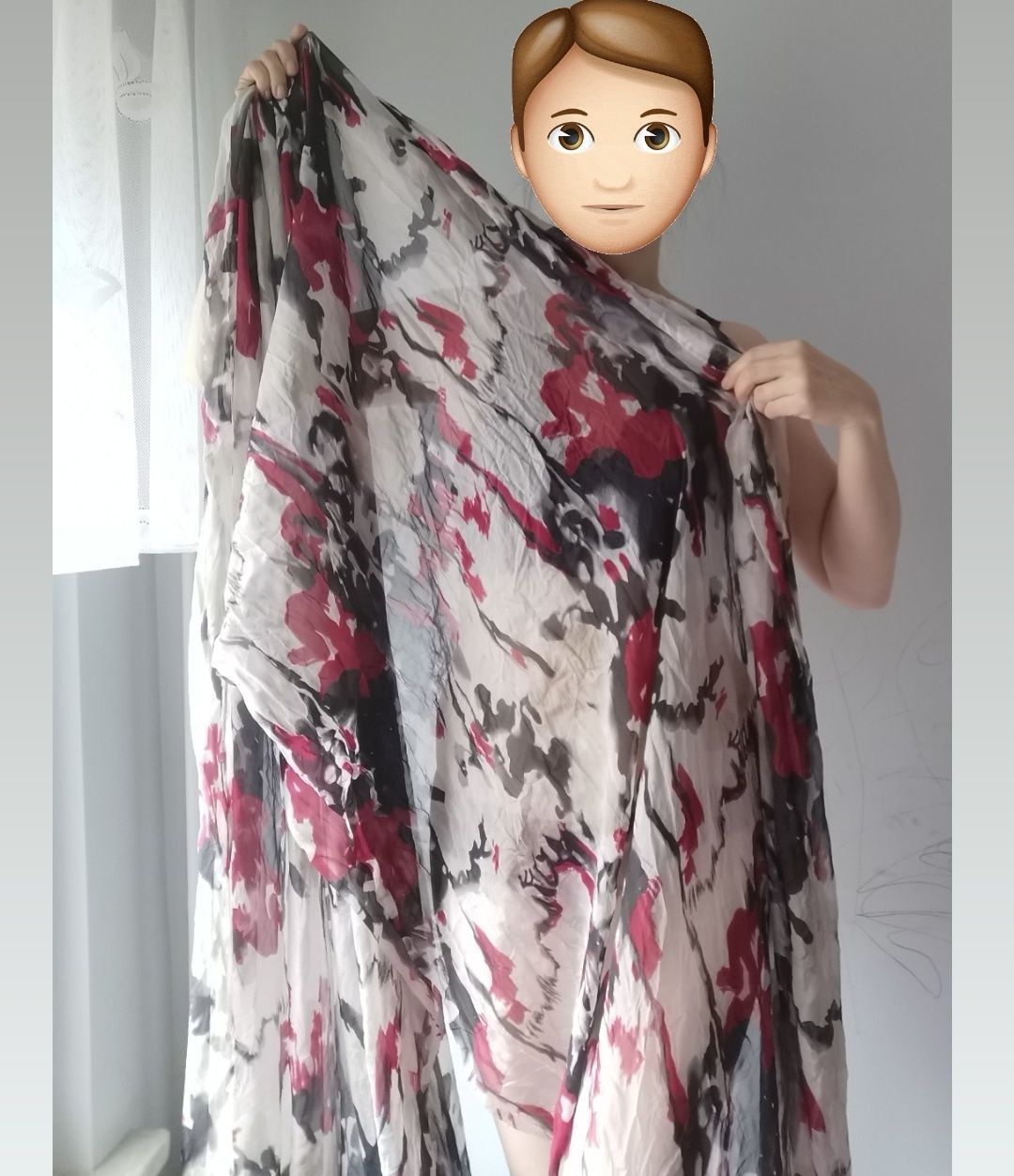 Gigant szal chustka bela materiału 4m x1,3m ogromna