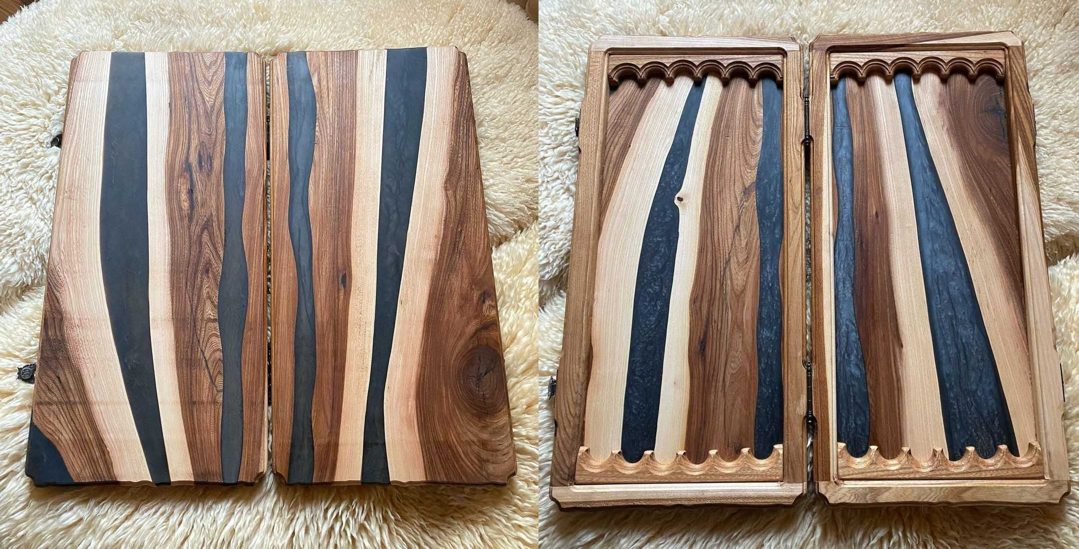 Подарочные наборы игровых шахмат и нард из натурального дерева