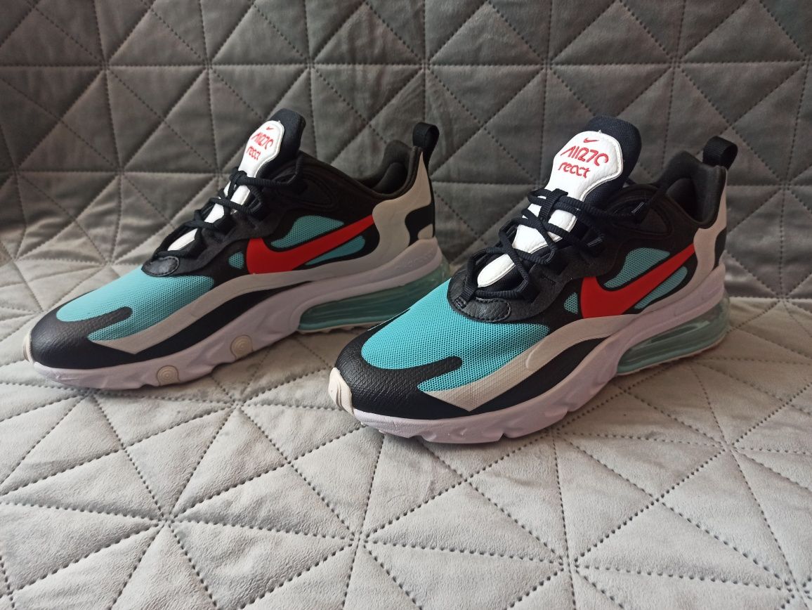 Nowe Nike Air Max 270 React Black / Chile Red / Bleached Aqua ROZ. 40