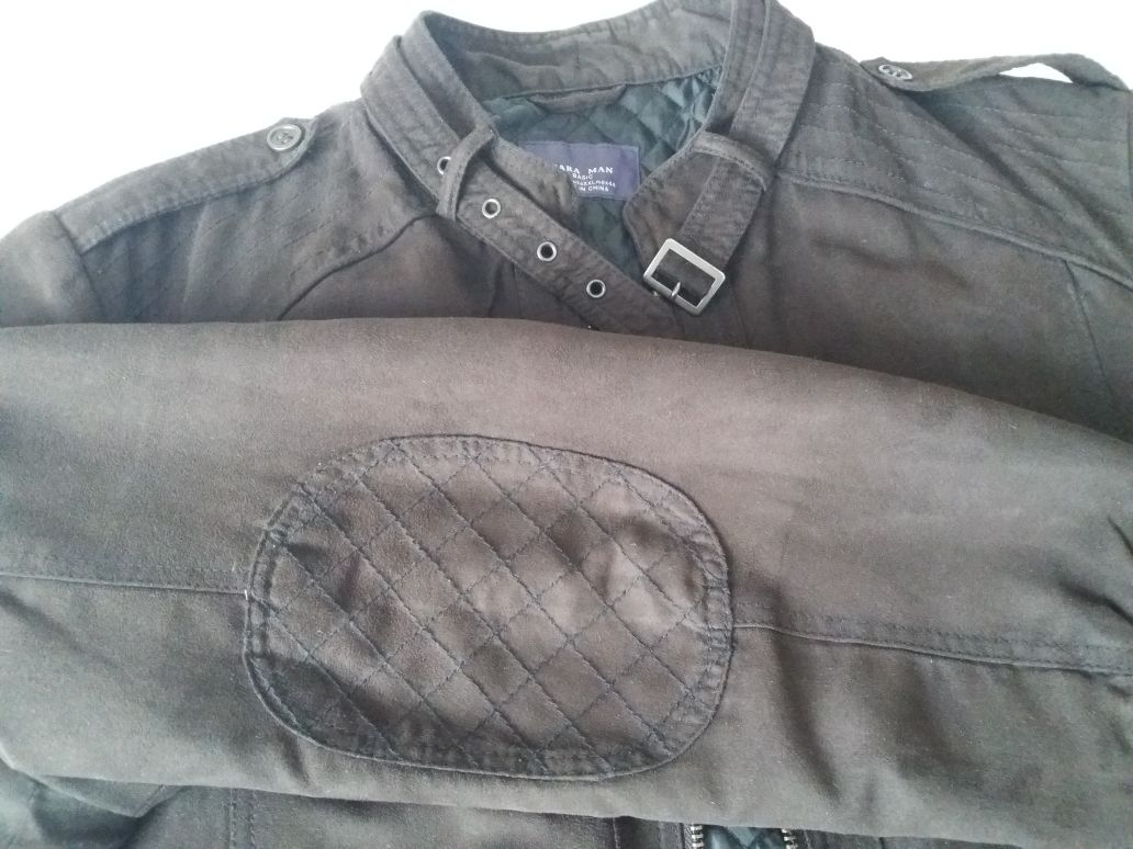Casaco blazer castanho acolchoado bolsos