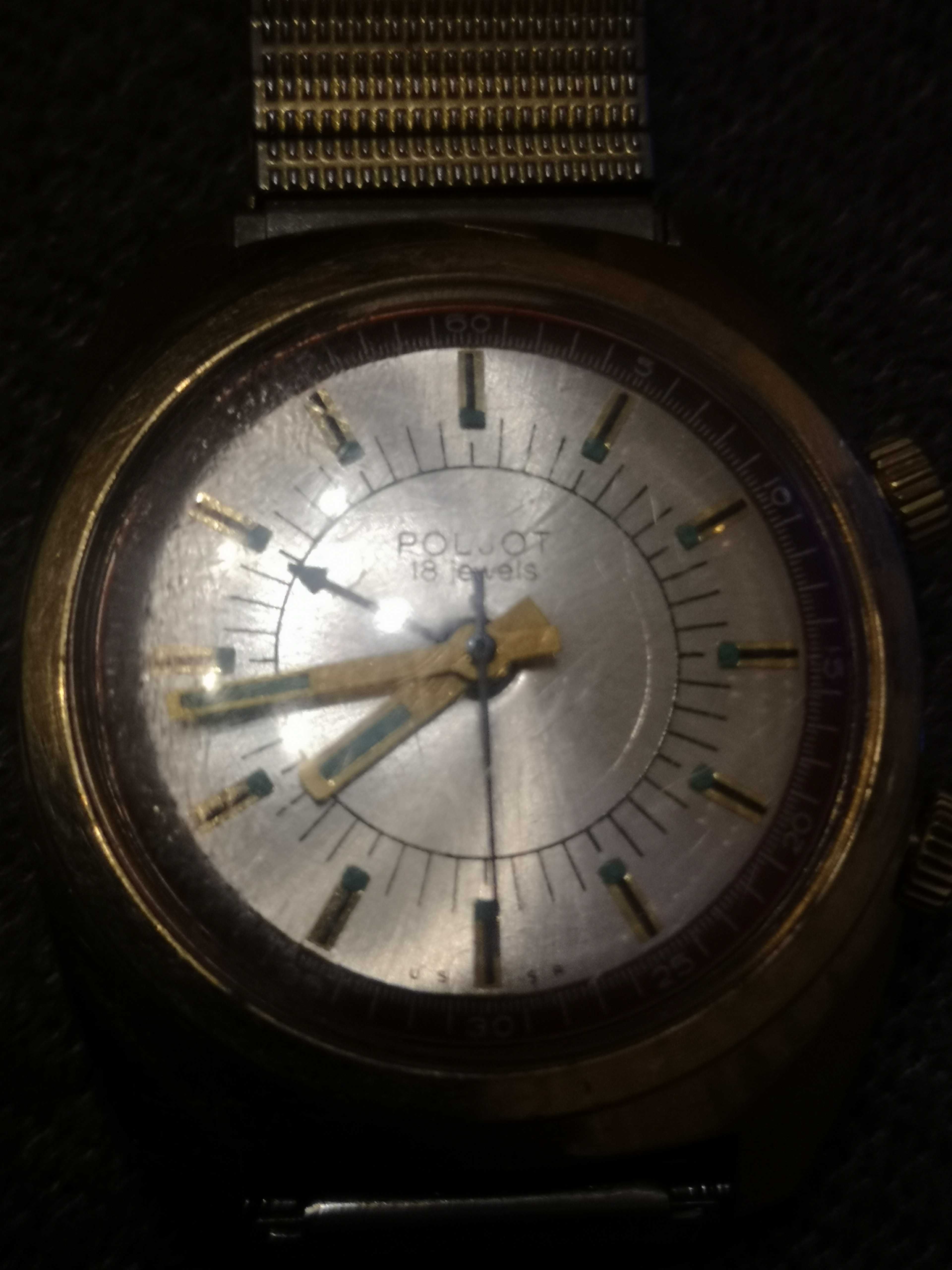 star zegarek POLJOT z budzikiem - pozłacany sprawny