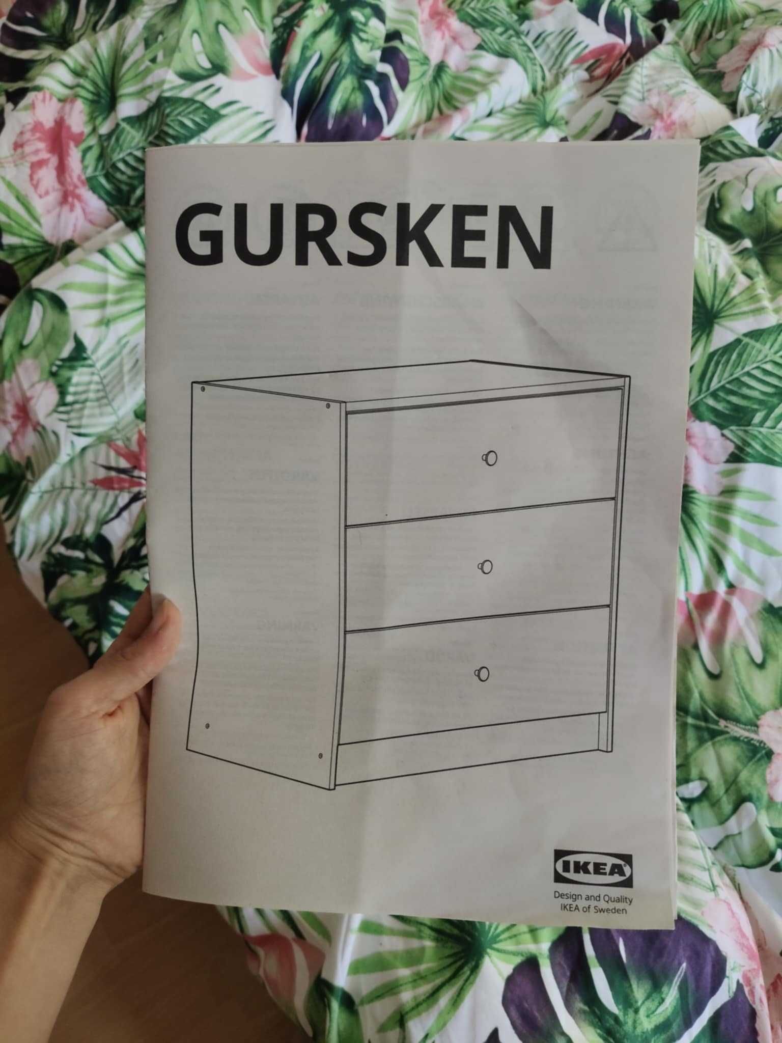 KOMODA GURSKEN , 3 szuflady, jasny beż