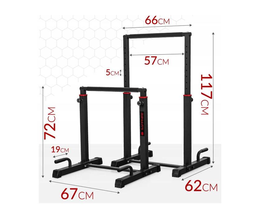 WYPRZEDAŻ Poręcze stacjonarne do pompek dipów REGULOWANE