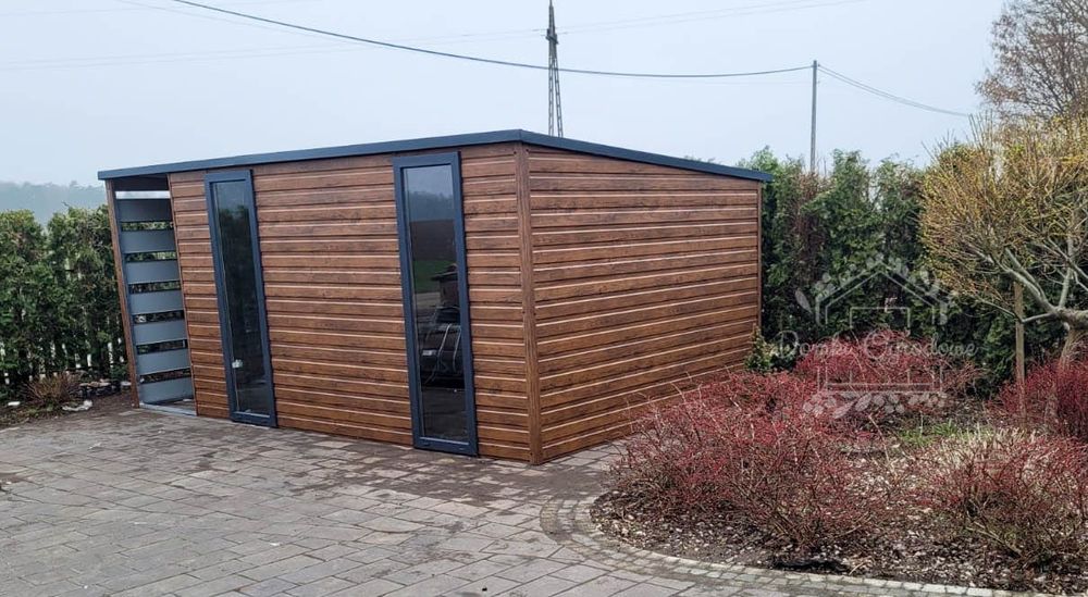SCHOWEK DOMEK OGRODOWY 4,5x2,5 m wiata 1,5x2,5 2x okno  antracyt ID534