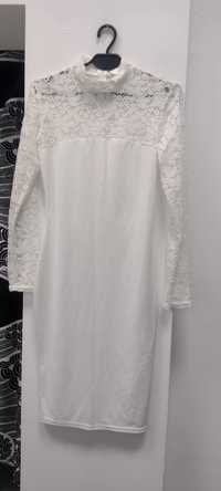 Sukienka biała koronka dzianina r. 36