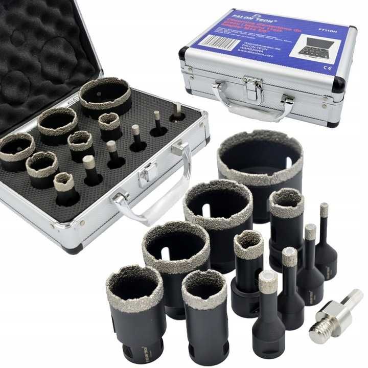 ZESTAW OTWORNICA WIERTŁO Diamentowe Do Gresu Płytek Koronki 6-68mm 12e