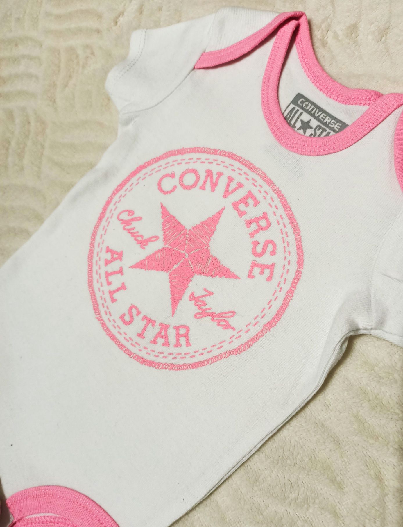 0-6m CONVERSE All Star Białe Body dla dziewczynki Bawełna UNIKAT