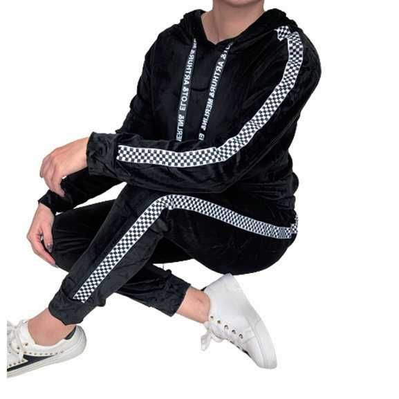 6 KOLORÓW Komplet dres welurowy bluza + spodnie TU S/M kolor CZARNY