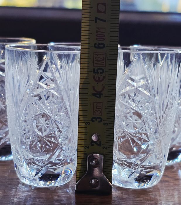 Kryształowe kieliszki do wódki 6 szt kryształy prl retro vintage