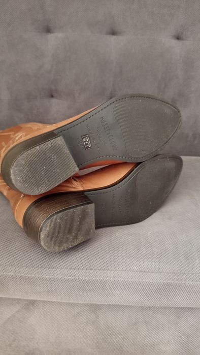 Нові високі чоботи ботфорти натуральна шкіра коричневі жіночі 40