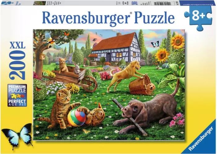 Puzzle XXL 200 elementów. Zabawa w ogrodzie. Ravensburger