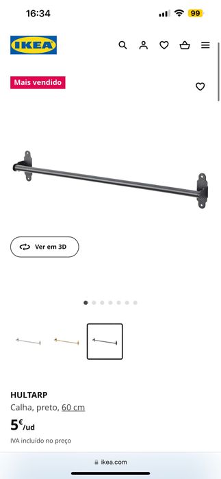 Calha metal c/ vasos IKEA como NOVO (x2)