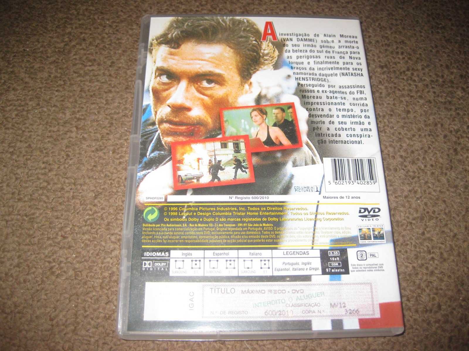 DVD "Máximo Risco" com Van Damme