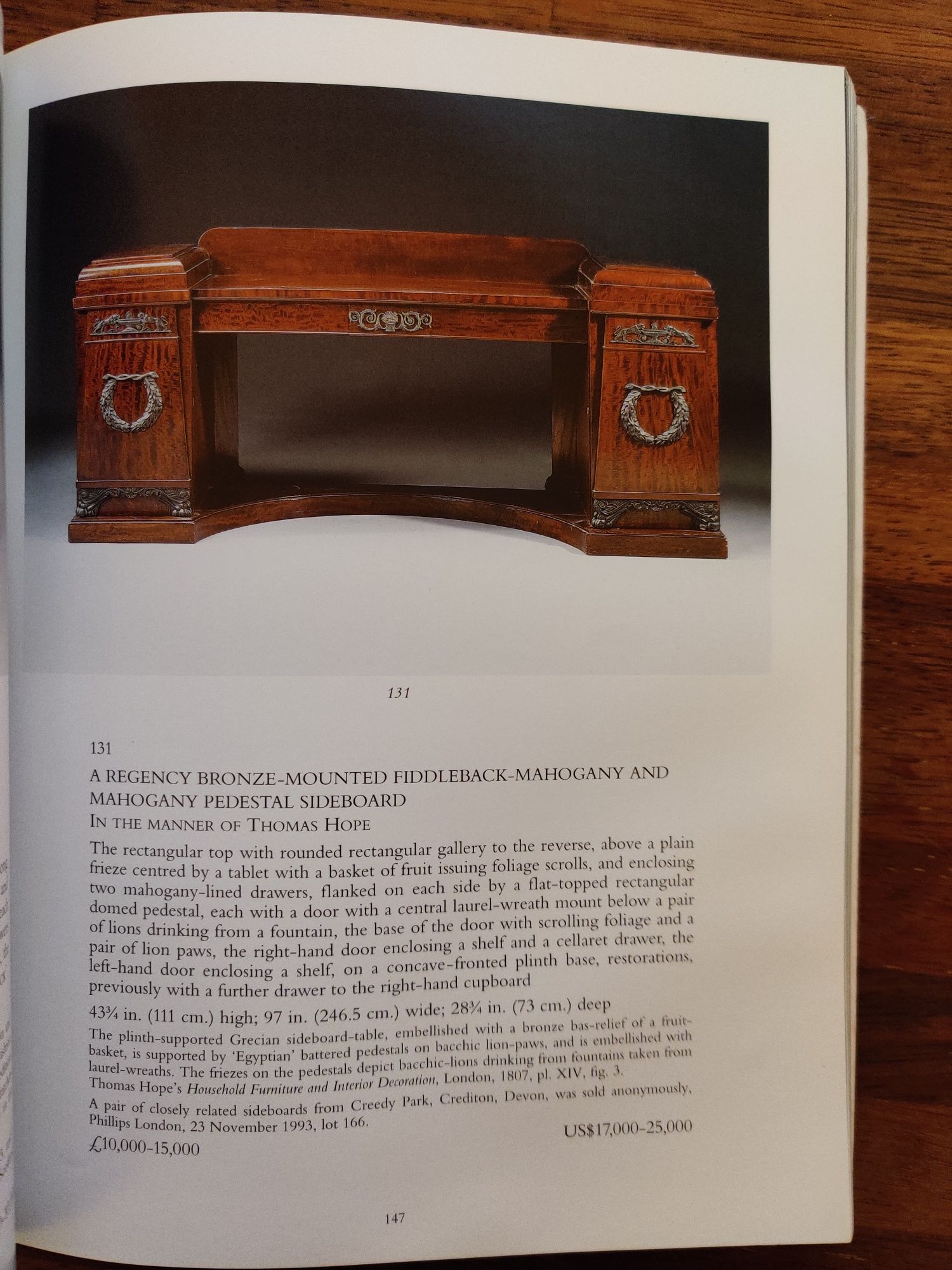 Important English Furniture Christie's 1998 - katalog unikat rezulat