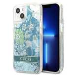 Etui Guess Flower Liquid Glitter na iPhone 13 mini - zielone