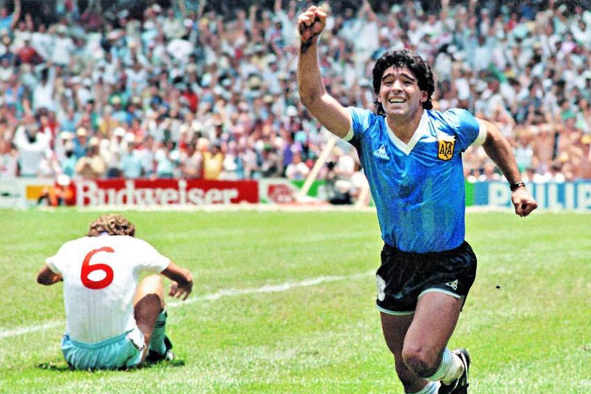 Camisola Futebol Maradona Mão de Deus Argentina tamanho L