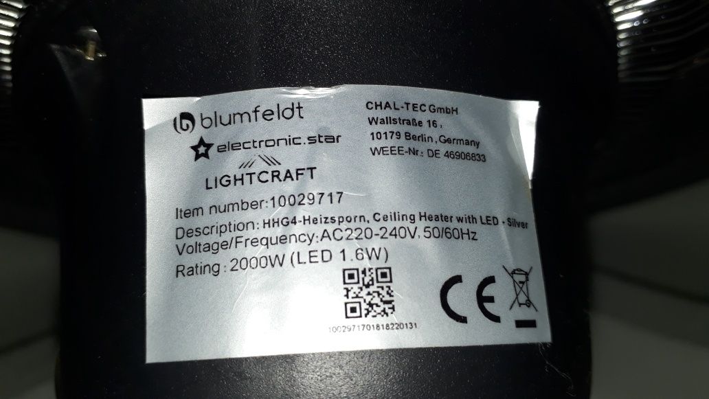 Tarasowy promiennik ciepła Blumfeldt elektryczny 2000W