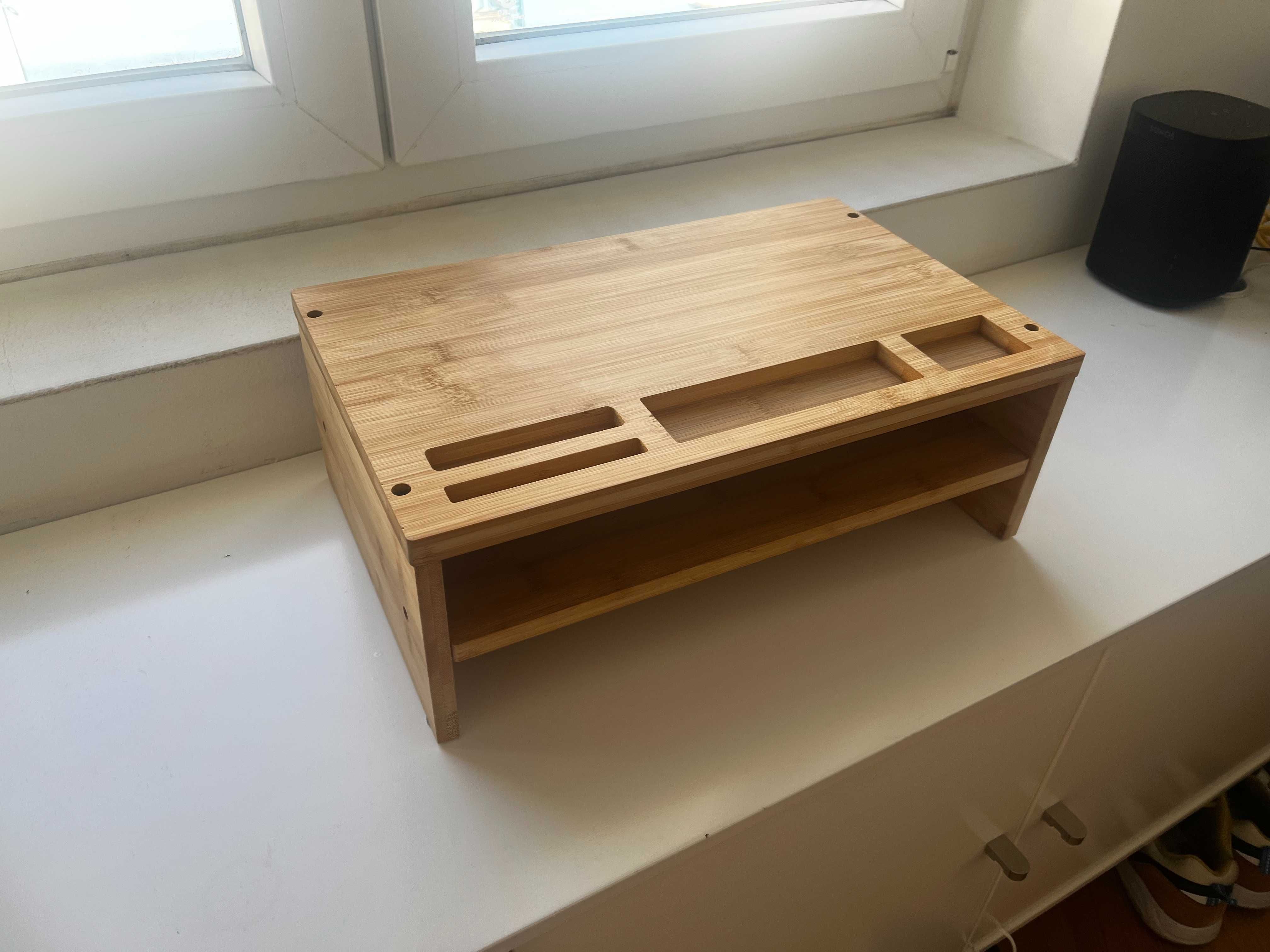 Bamboo desk organizer - support for your desktop monitor