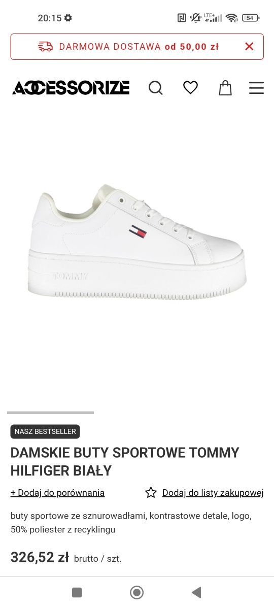Damskie buty sportowe białe Tommy Hilfiger sneakersy r 40 platforma
