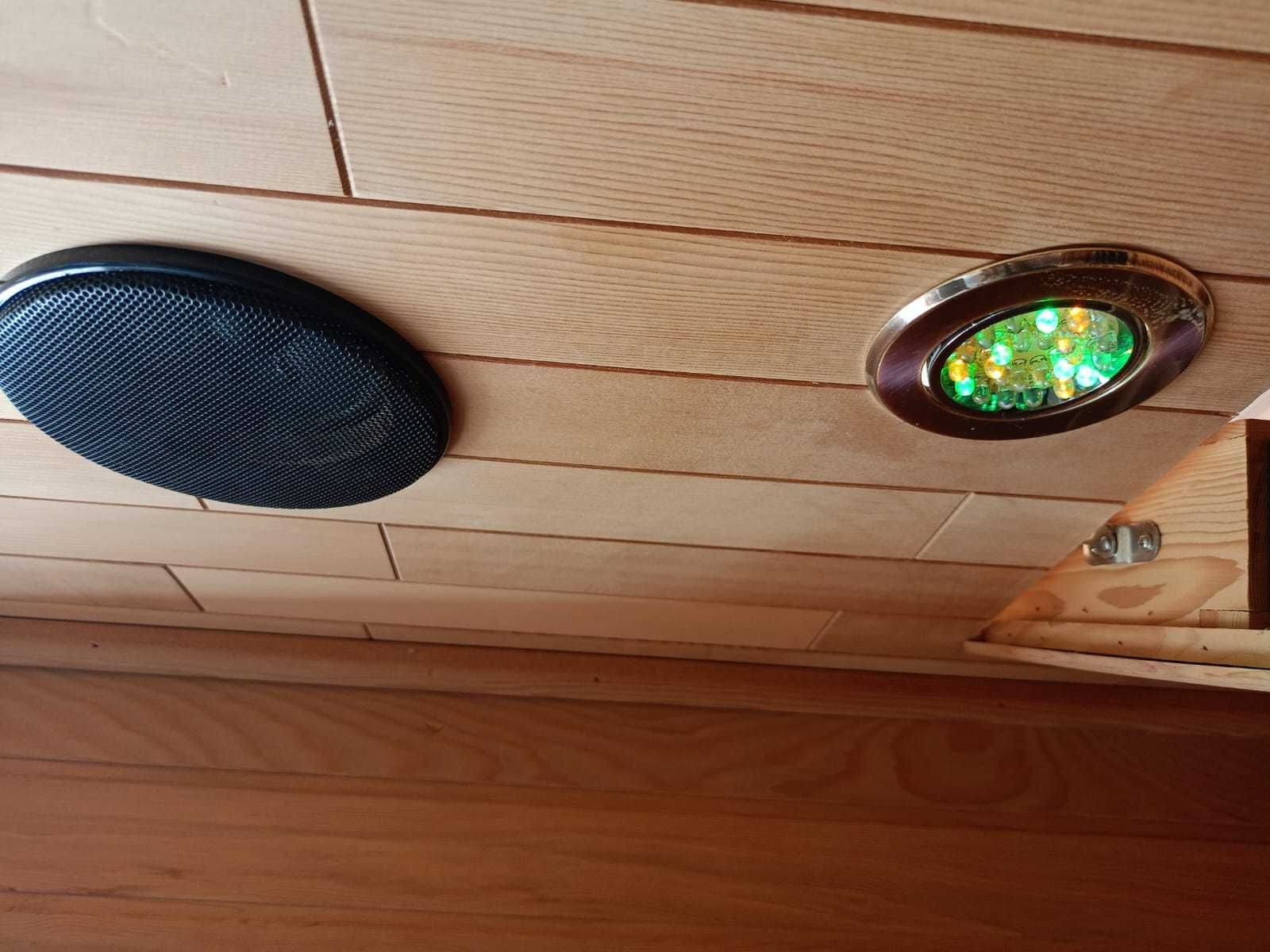 Sauna kabina infrared podczerwień szklana ze szkłą radio LED panele